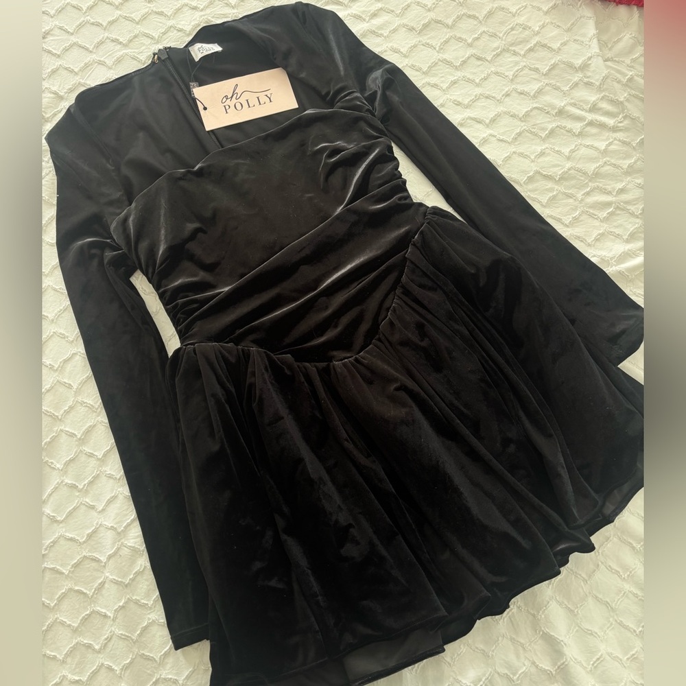 Oh Polly Elegant Black Long Sleeve Dress - Picture 4 of 9